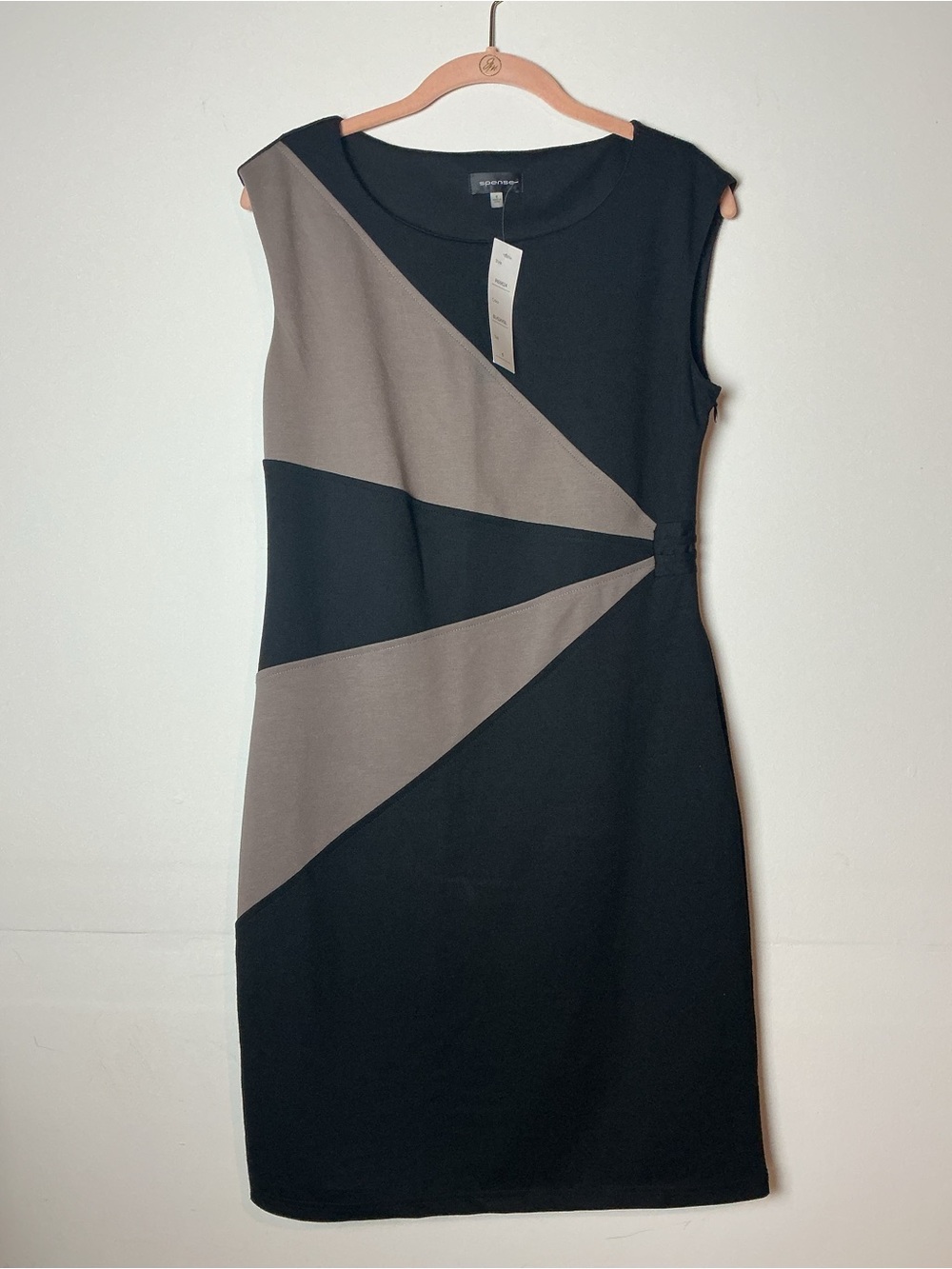 NWT Spense Black and Taupe Color-Block Sheath Dress Size 6